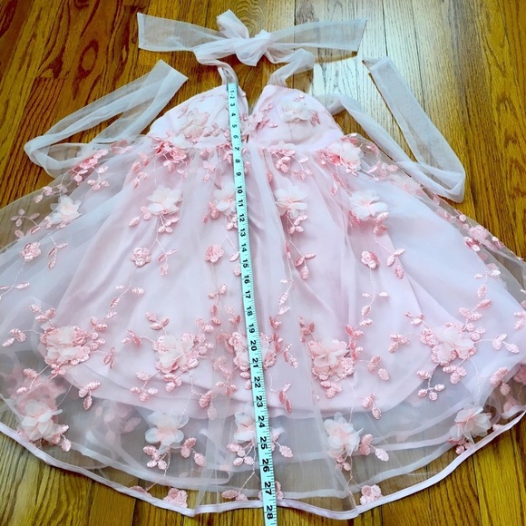 The Vintage Shop Pink Spring Bloom Embellished Floral Tied Shoulder Mini Dress - Picture 16 of 16